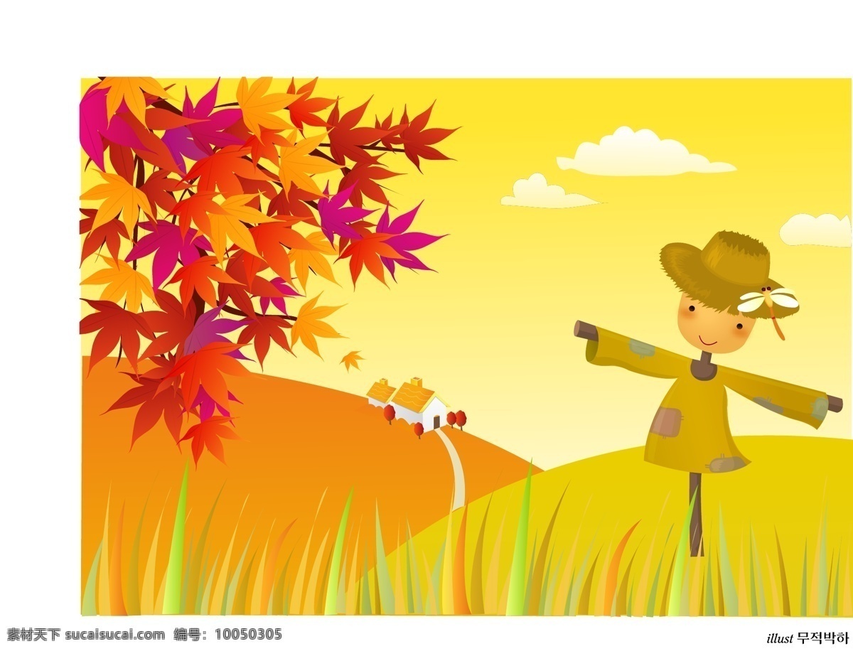 秋日 风景 中秋 佳节 矢量 免费 插画 花朵 卡通 矢量图 其他矢量图