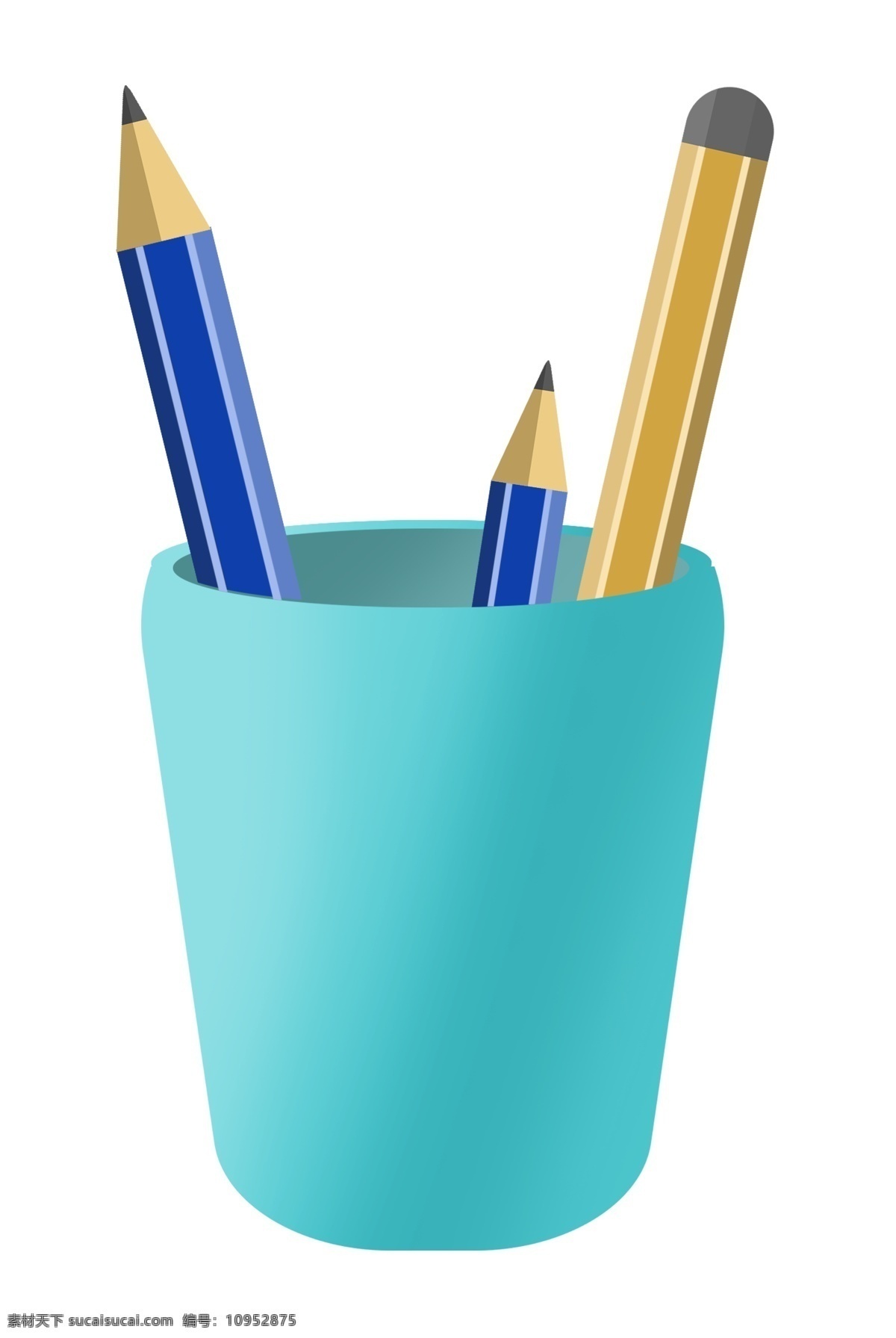 蓝色 笔筒 装饰 插画 蓝色的笔筒 彩色的铅笔 漂亮的笔筒 笔筒装饰 笔筒插画 立体笔筒 办公笔筒