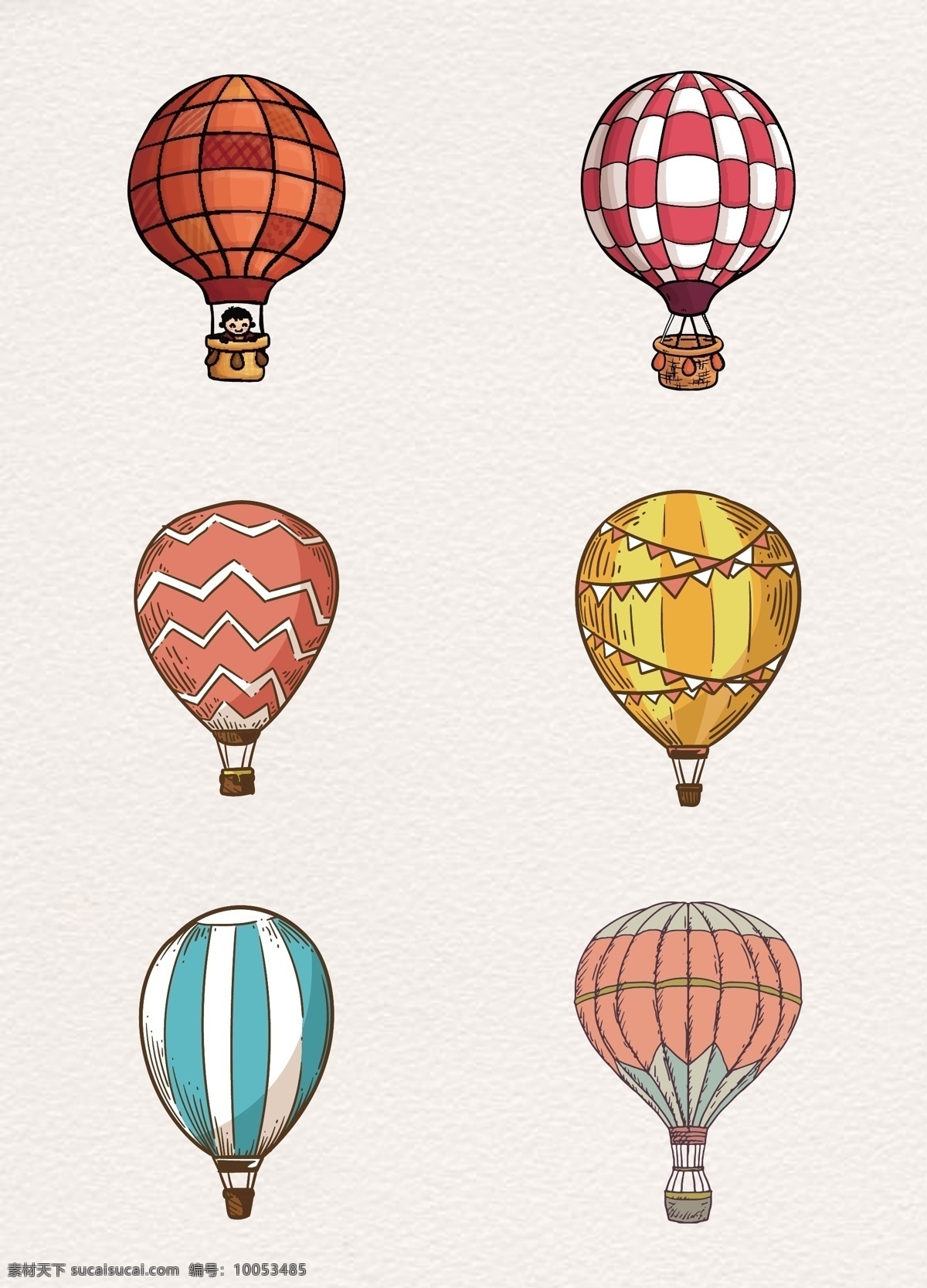 彩色 花纹 旅行 暖色系列 矢量图 条格状 装饰图 卡通 插图 创意卡通 飞行 卡通气球 浅色 热气球矢量 形状 圆弧 运动 生活百科 休闲娱乐