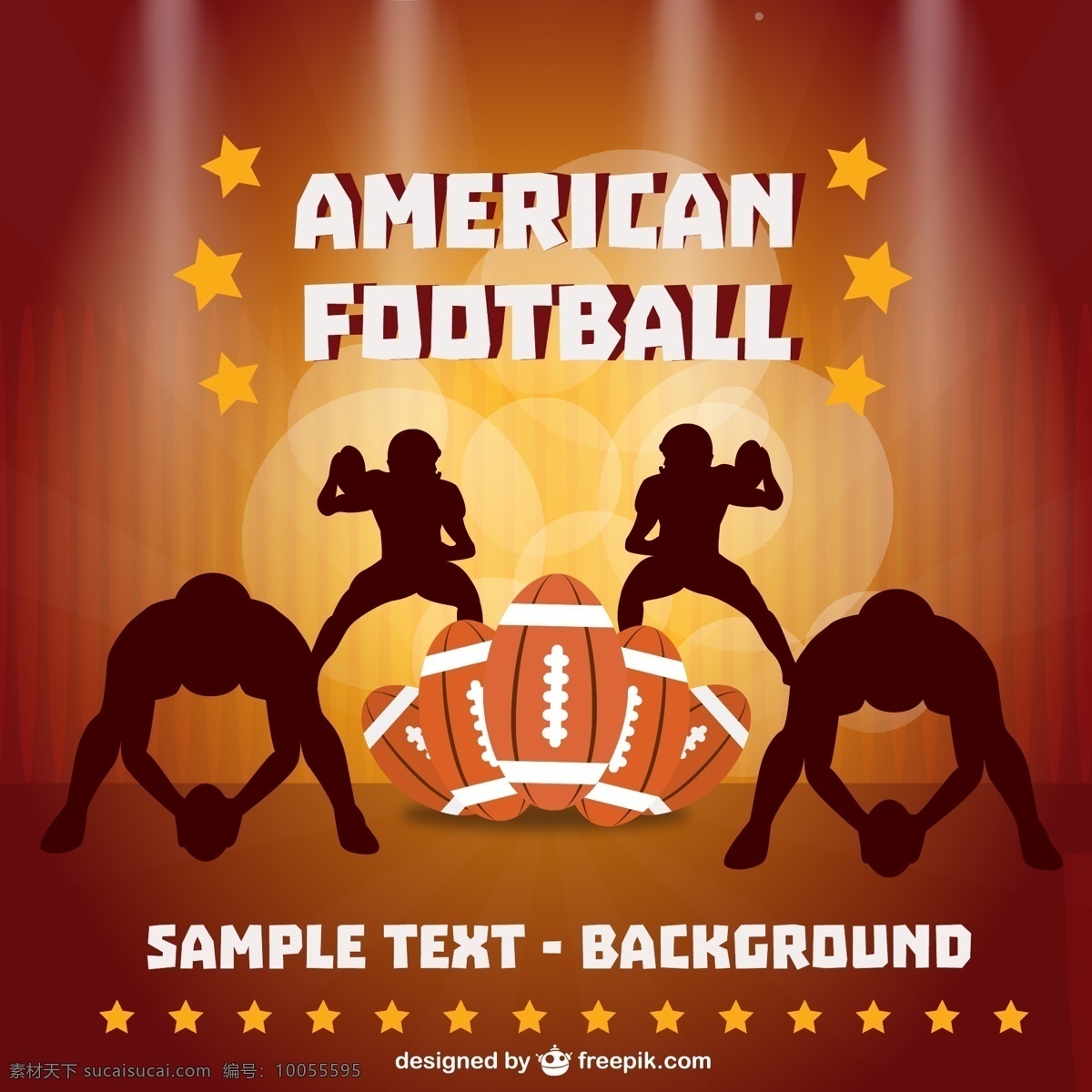 棕色 美式 足球 球员 轮廓 球和星星 背景 运动 蓝色背景 蓝色 艺术 壁纸 游戏 球 娱乐 插图 美国 美国足球 红色