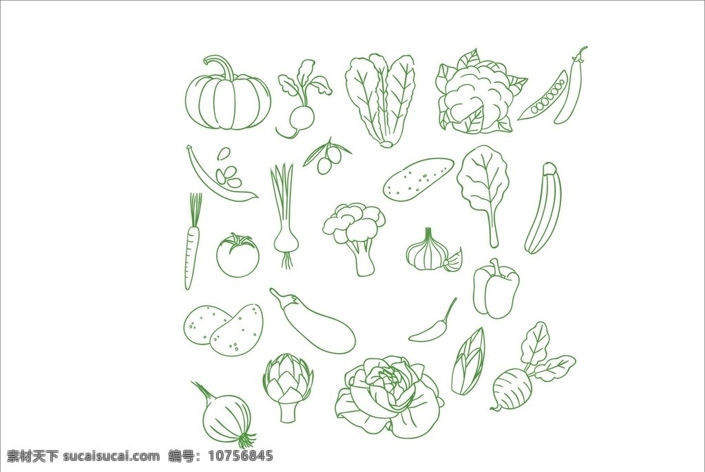 蔬菜矢量图片 蔬菜 线条蔬菜 素描水果蔬菜 蔬菜矢量 矢量图 卡通设计