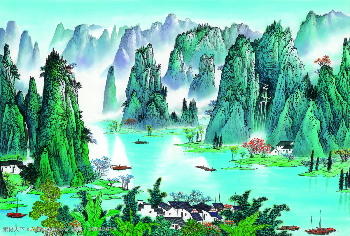桂林 山水 甲天下 山水画 年画 绘画书法 文化艺术