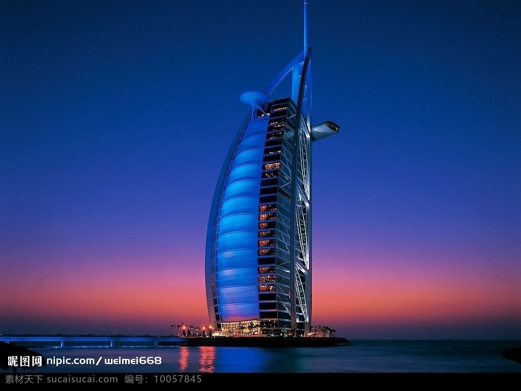 迪拜 七 星级酒店 帆船酒店夜景 大酒店 建筑园林 建筑摄影 摄影图库
