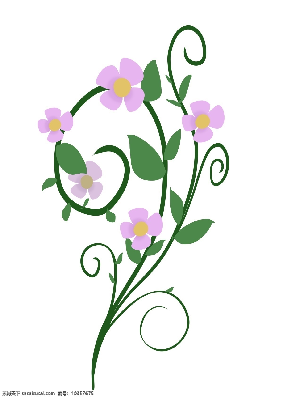 紫色 花朵 藤蔓 叶子 紫色的花朵 小花 藤蔓叶子 花藤 花草 春天植物 花卉 卡通 可爱枝藤 绿叶