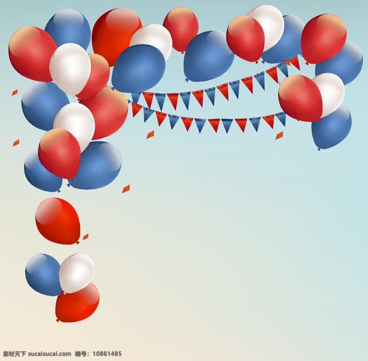 彩色 气球 拉旗 彩色气球 贺卡 节日气球 庆祝 生日背景 白色