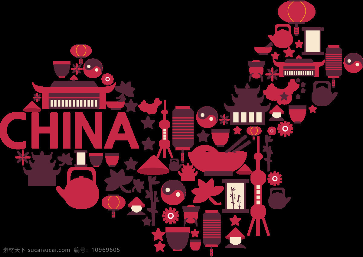 中国 风 红色 新年 装饰 图标 元素 png元素 节日 免抠元素 透明元素 中国风