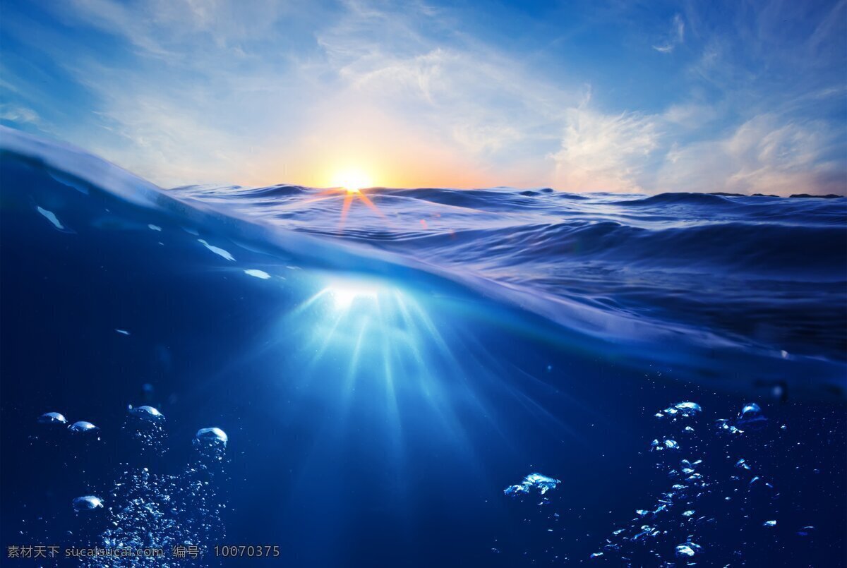 大海 蓝天 深海 背景 图 素材图 banner 海报背景 气泡 云 蓝色