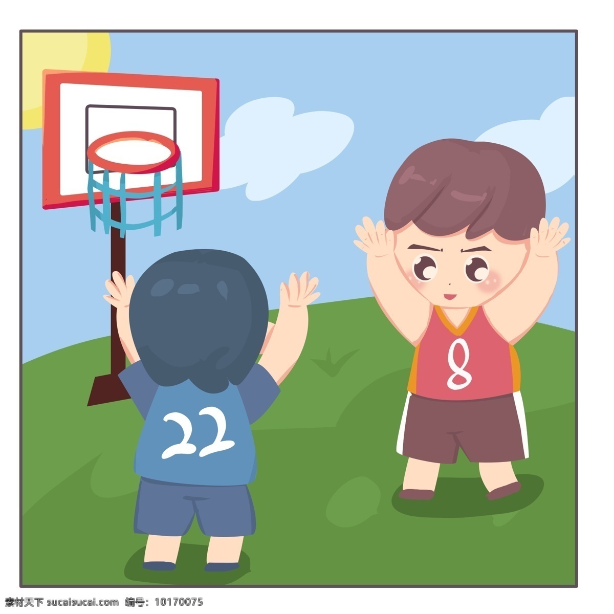 青年节 各种 青年 运动学 习工 作 场景 卡通 人物 打篮球 篮球框 运动