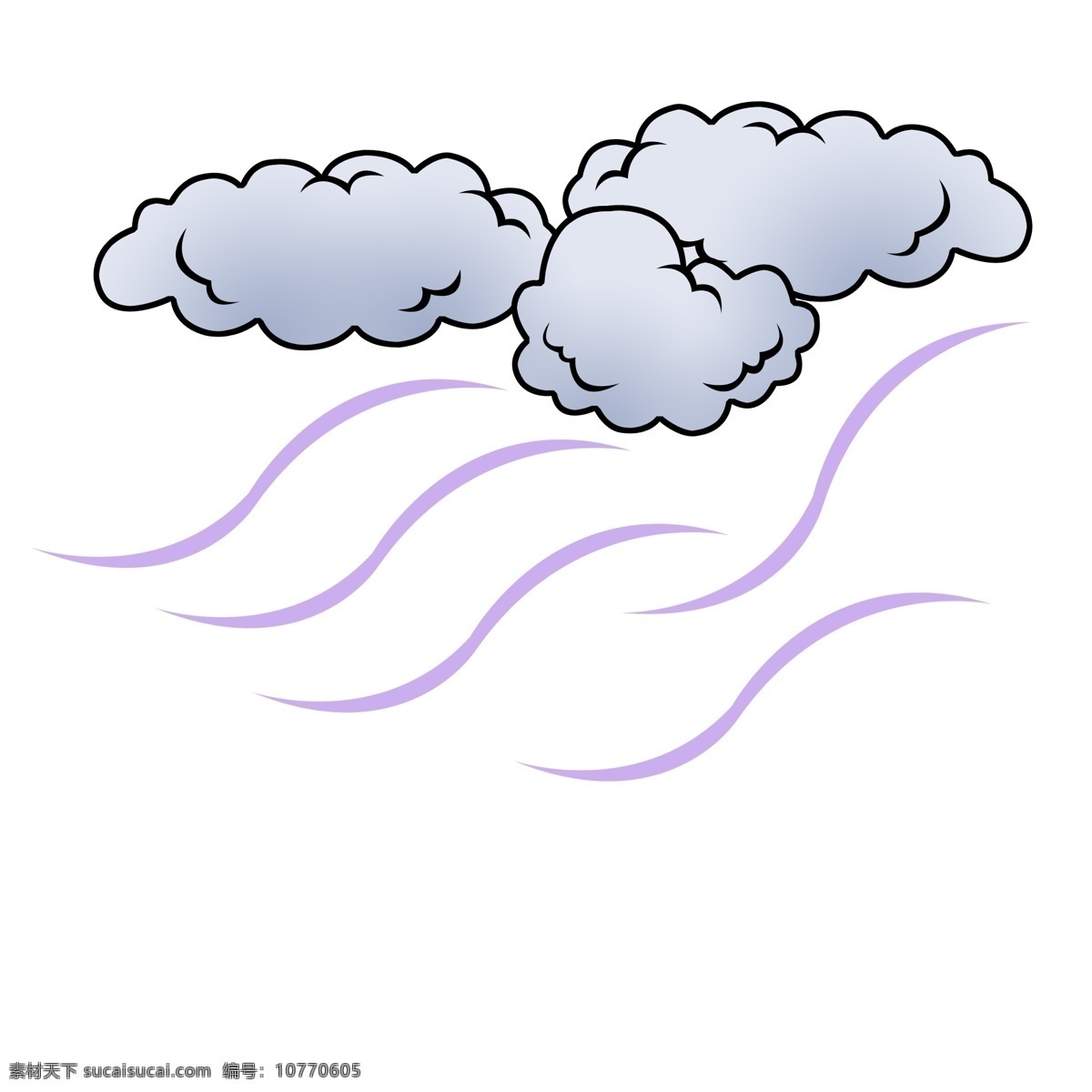 卡通 刮风 天气 插画 刮风天气 乌云装饰 大风 天气现象 云朵 紫色线条装饰 天气预报 卡通天气插画