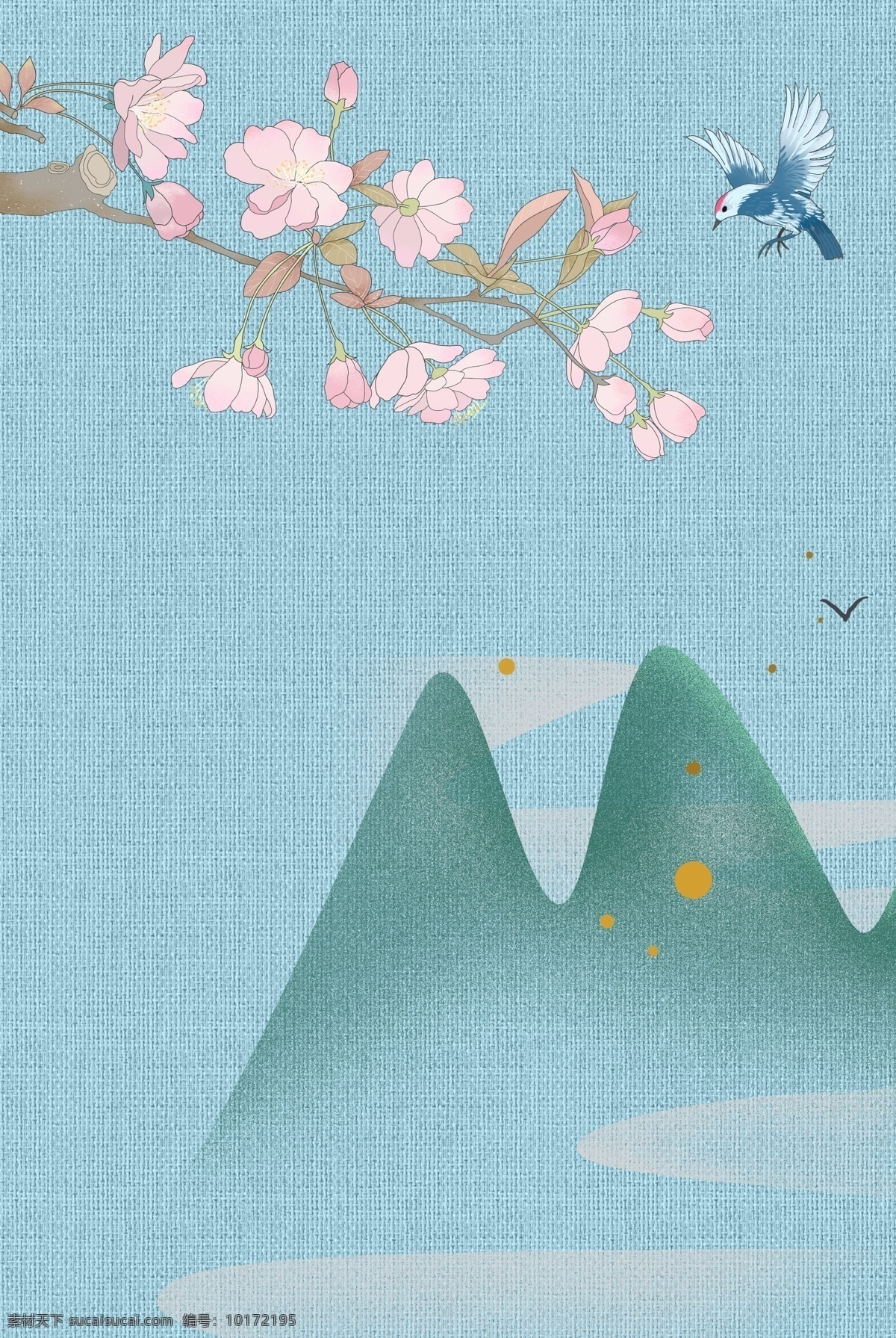 古典 中国 风 工笔画 古风 背景 海报 花朵 远山 海报背景模板 传统海报 手绘 中式海报背景