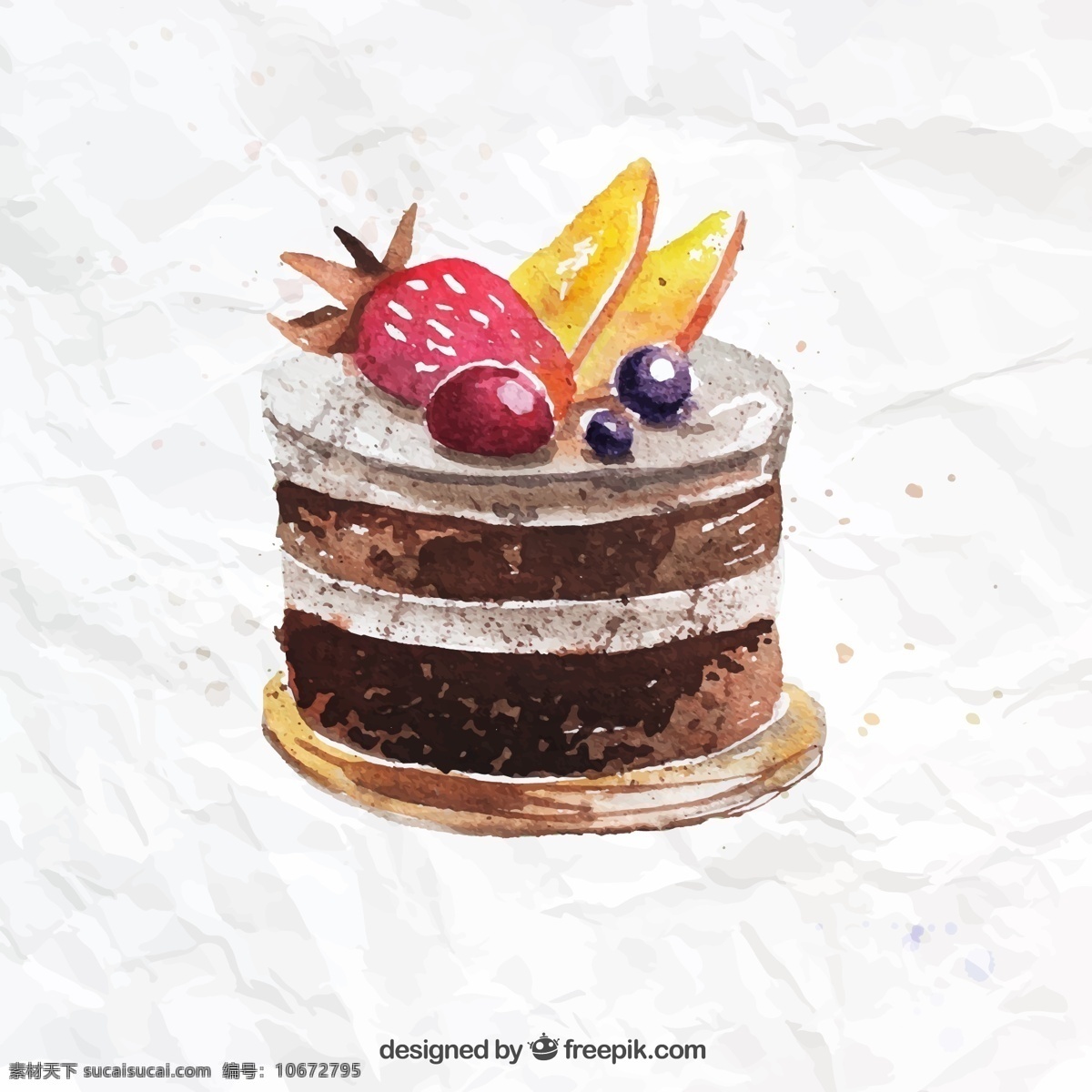 蛋糕 cake 巧克力蛋糕 巧克力 生日蛋糕 樱桃 营养 手绘 餐饮美食 平面素材