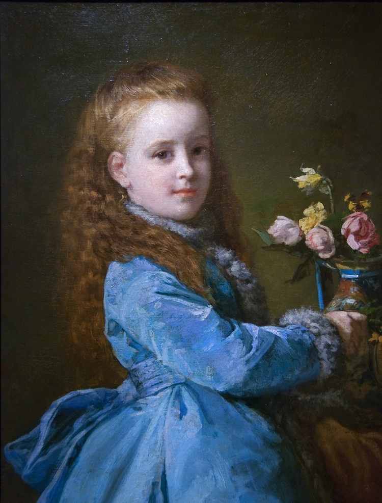 花 少女 肖像 女子肖像 古典 油画 原作 拍照 古典油画 人物油画 布面油画 绘画书法 文化艺术
