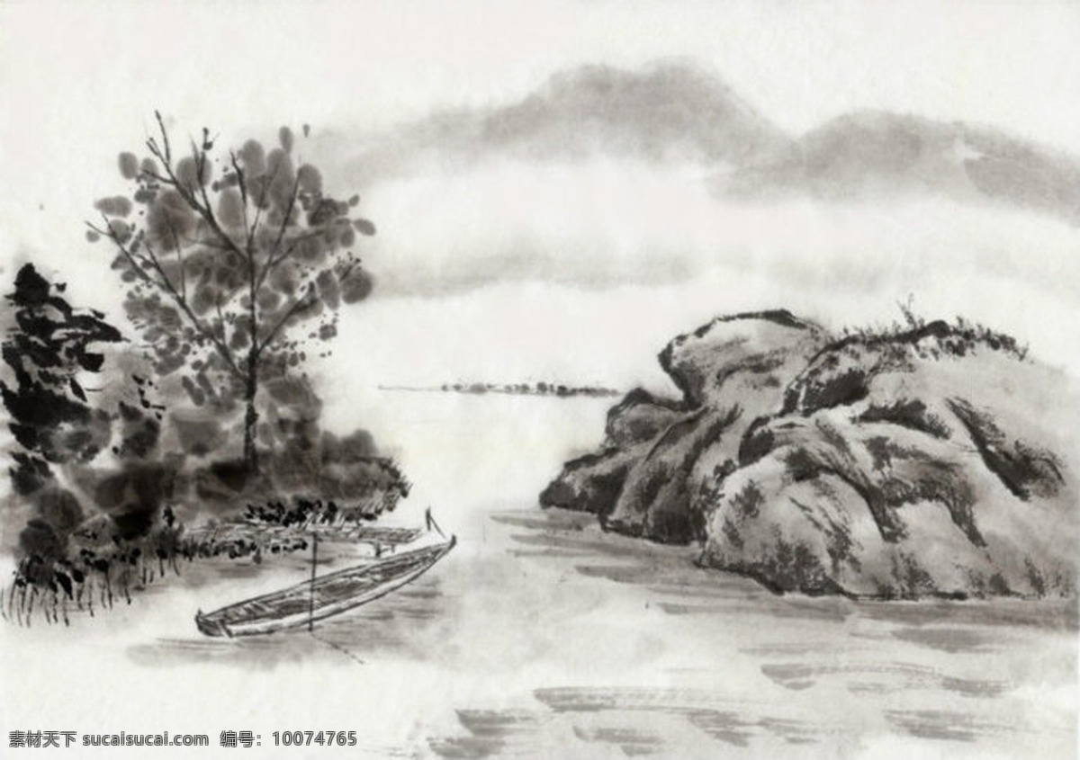 中国风背景 水墨画 山水 意境 风景 中国风 红色