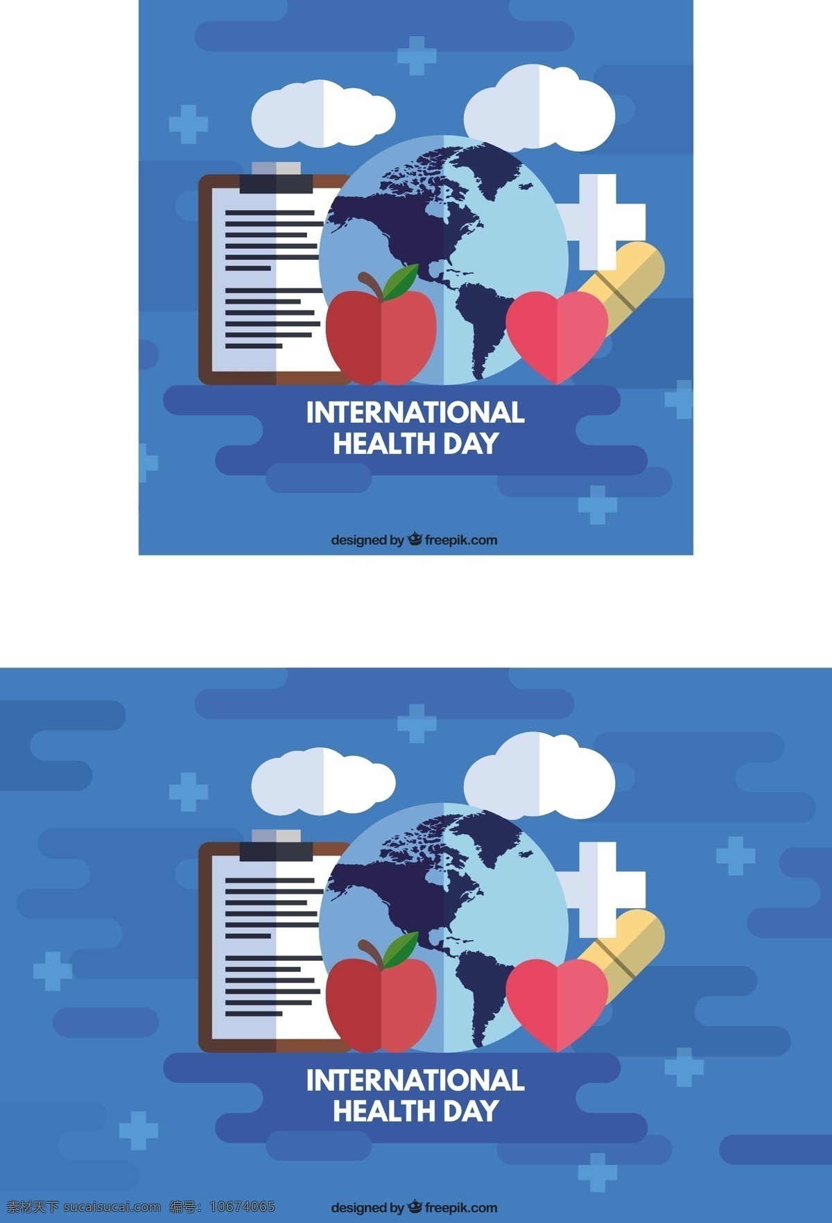 平面设计 中 医学 元素 地球 背景 世界 健康 医生 苹果 平板 医院 交叉 生活 医疗 护理 营养 生活方式 国际 蓝色