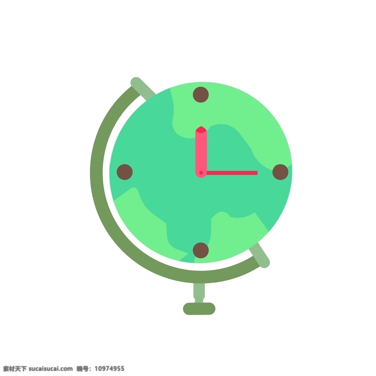 地球仪 时钟 矢量 元素 卡通时钟 时间管理指针 漫画时钟 可爱卡通