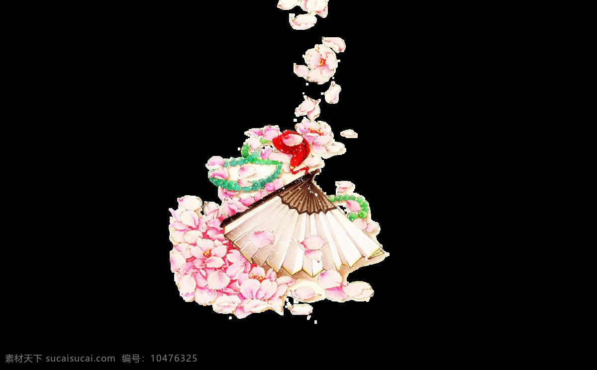 卡通 扇子 鲜花 元素 png元素 花朵 免抠元素 透明素材 折扇