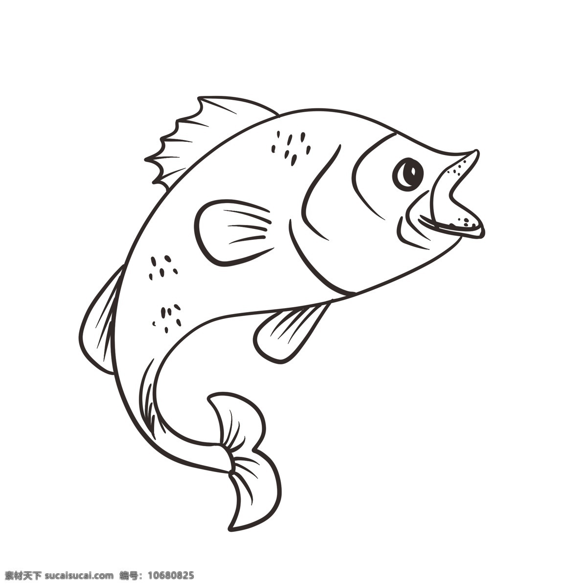 鱼 黑白 线 稿 手绘 插画 线稿 金鱼 鲤鱼 丑鱼 小鱼 海洋 海鲜 鱼儿 装饰 图案 卡通 鱼尾巴 鱼跃