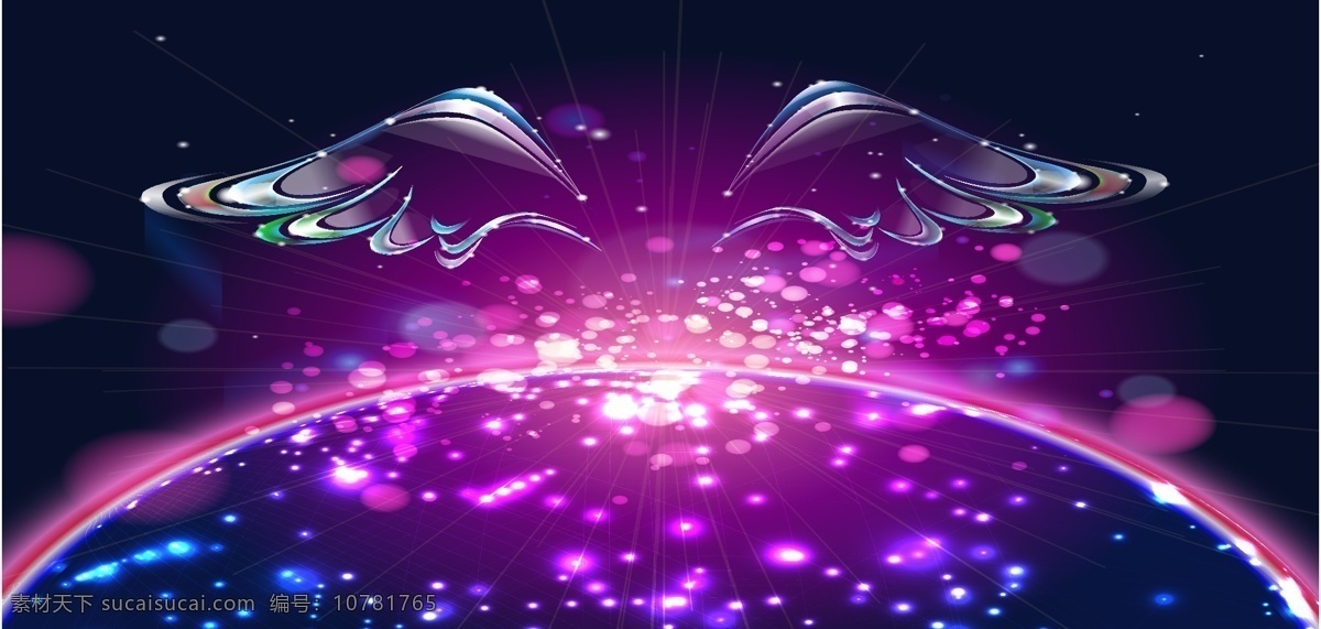 透明翅膀 翅膀 紫色 天使 星光 绚丽 底纹背景 底纹边框 矢量