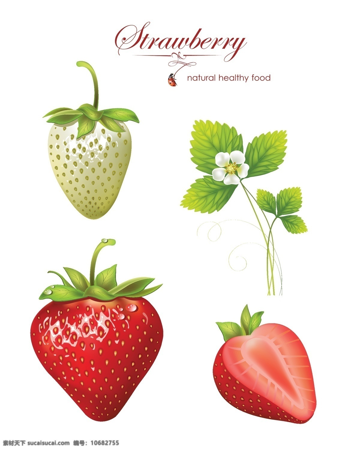 新鲜的草莓 水果 新鲜 草莓 白色