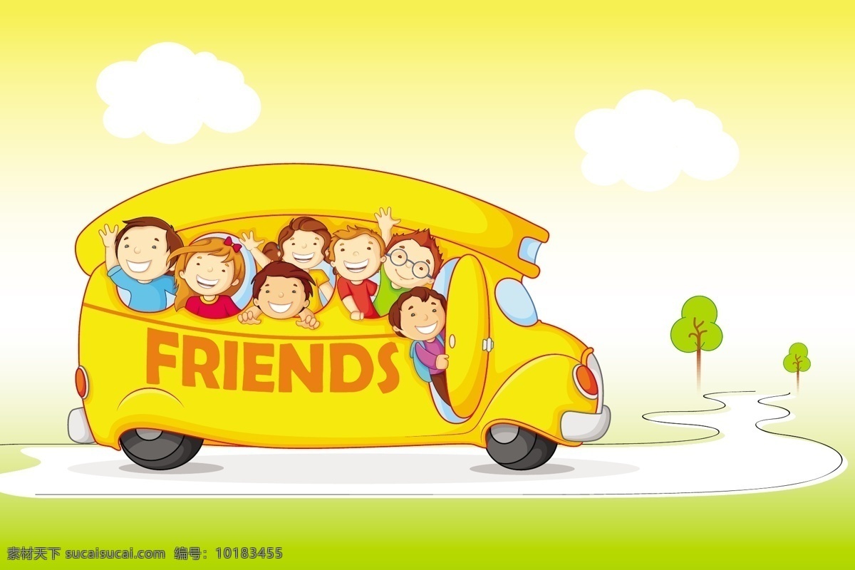 欢乐 公共 汽车 儿童 孩子 公共汽车 卡通 动漫 相册元素 动漫动画