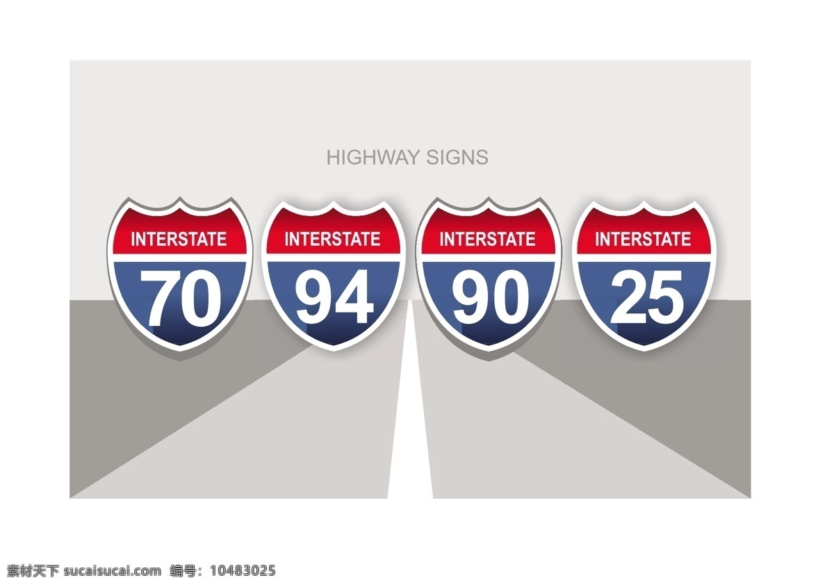 州 际 公路 标志 州际公路标志 矢量图 其他矢量图