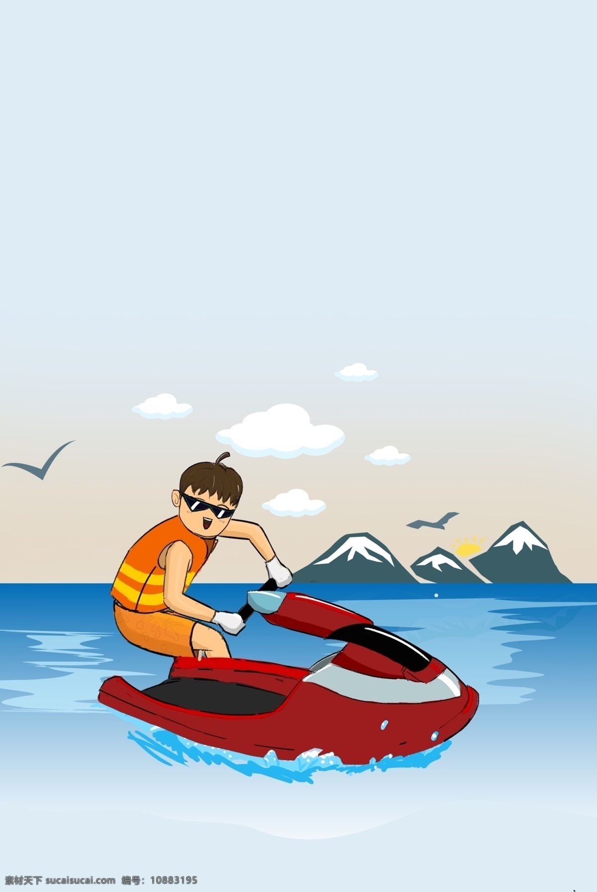 健康生活 海上 运动 摩托艇 背景 休闲生 度假 大海 摩托艇冲浪 海 山