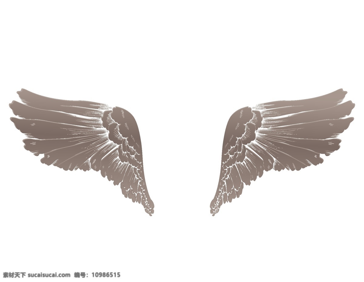 卡通 天使 翅膀 元素 简约 水墨 天使翅膀 矢量元素 手绘 灰色翅膀 ai元素