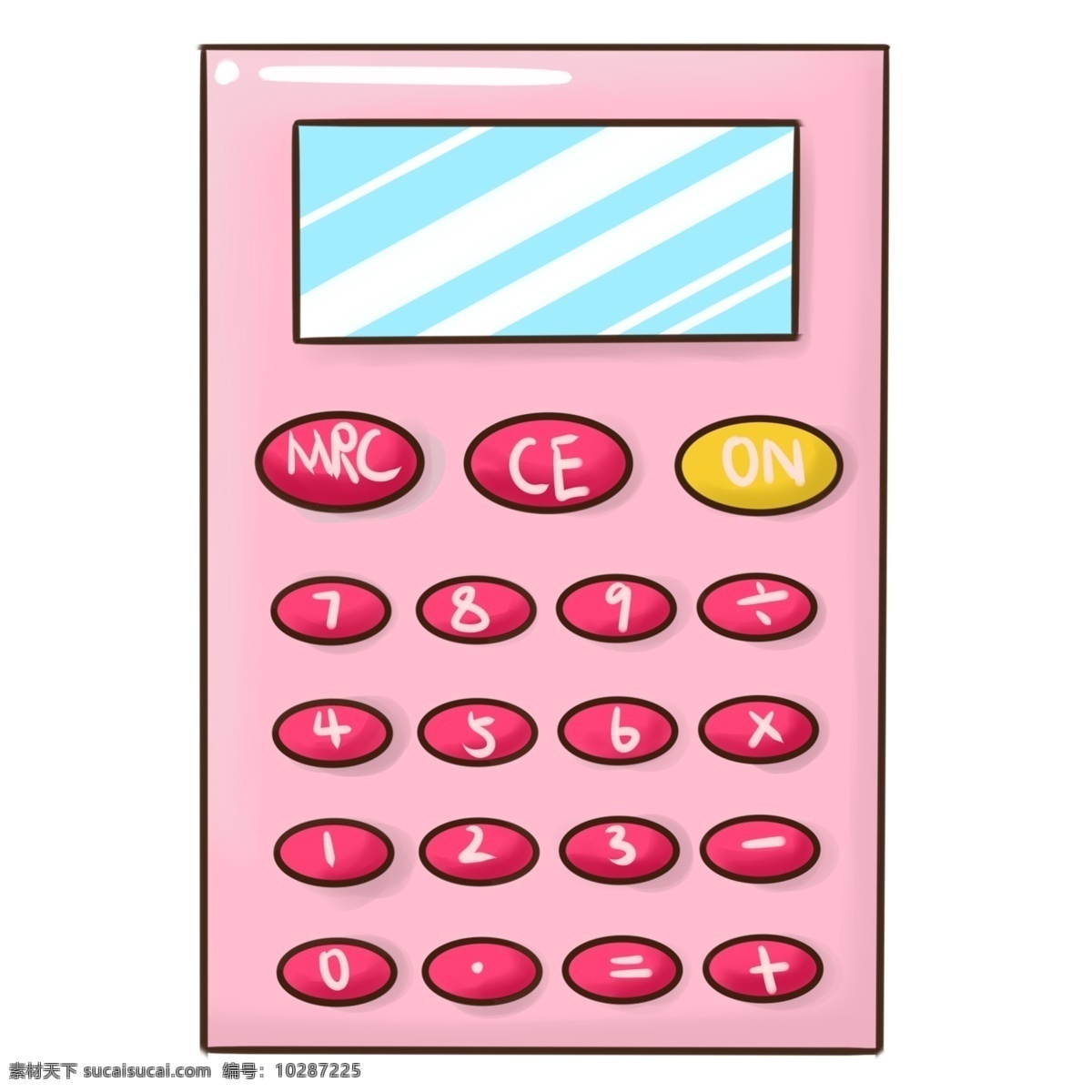 学习 工具 计算器 插画 红色的键盘 卡通插画 学习工具插画 手绘工具插画 粉色的计算器 学习的计算器