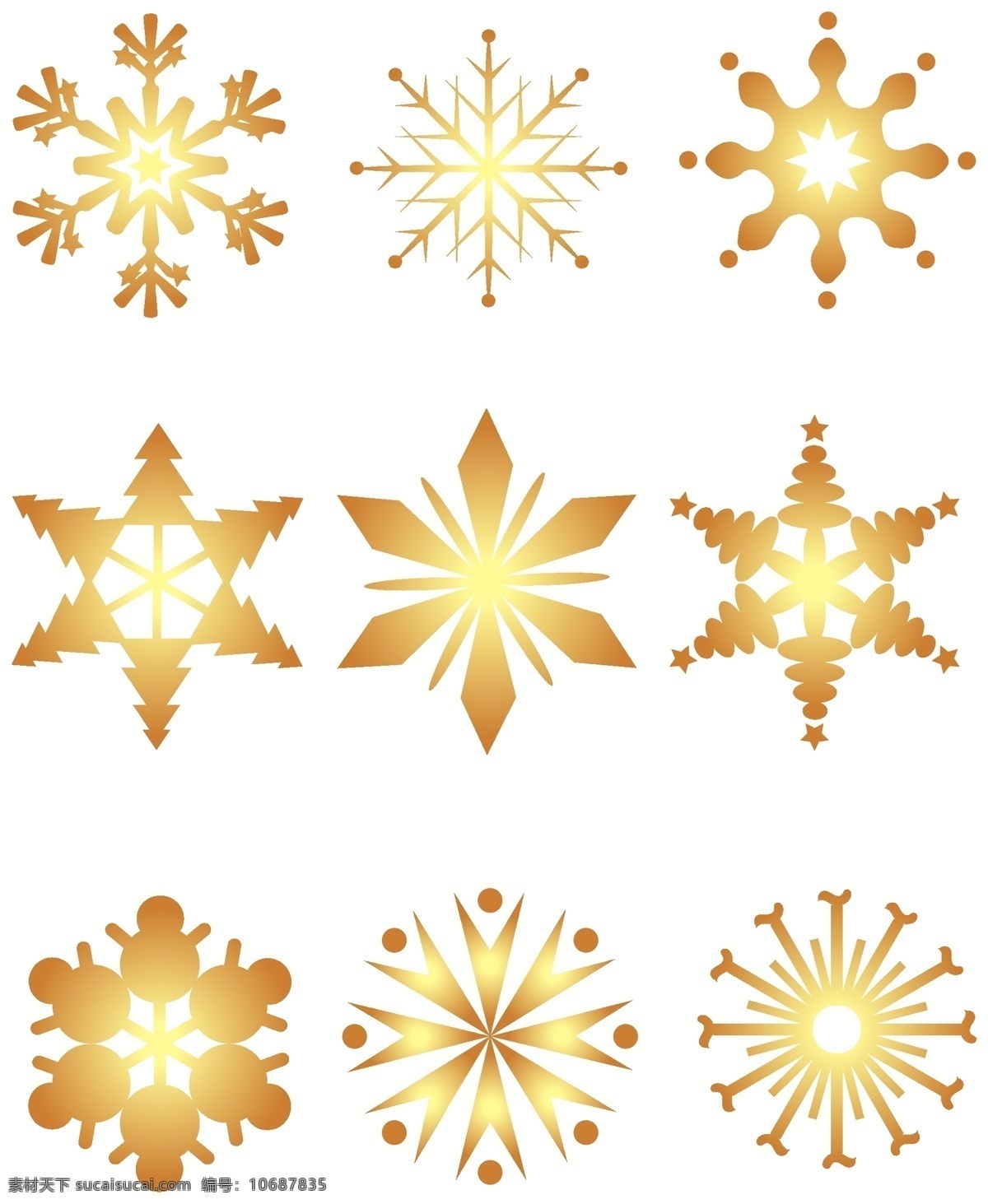 圣诞节 创意 圣诞树 雪人 金色 雪花 组合 金色雪花