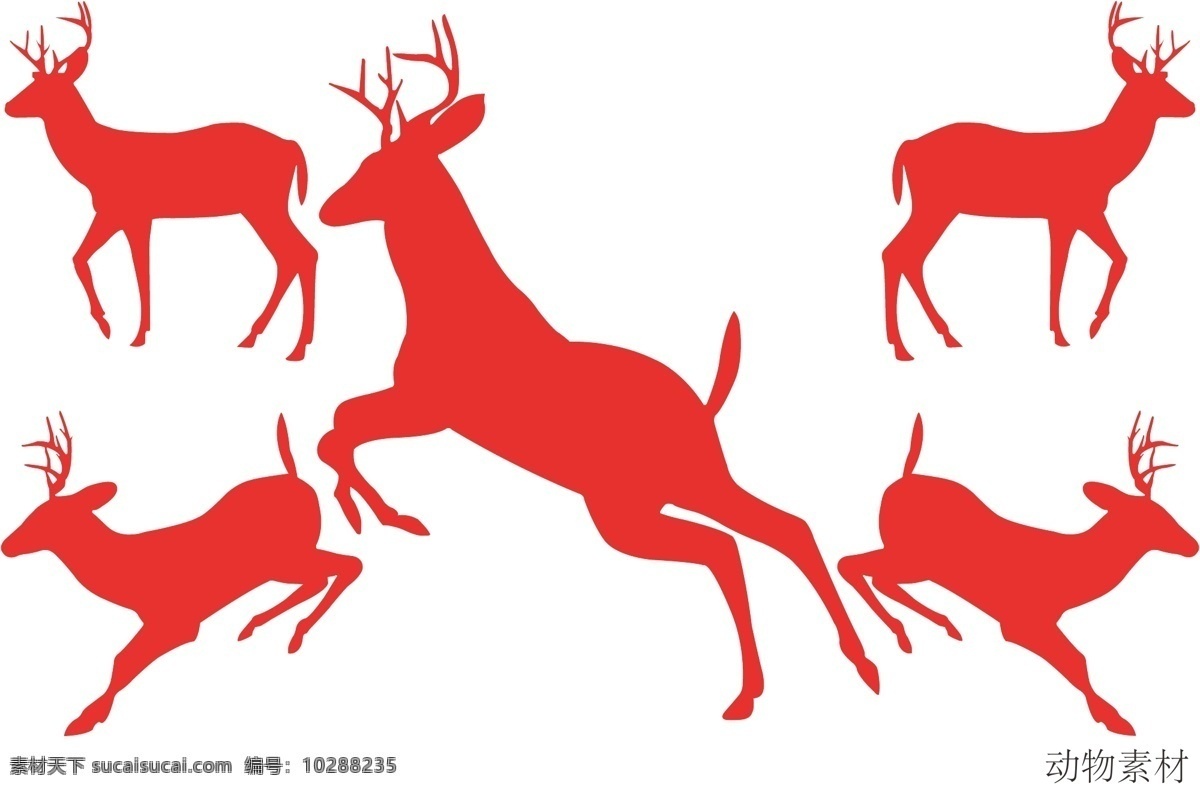 鹿 剪影 矢量图 动物剪影 红色剪影 其他矢量图