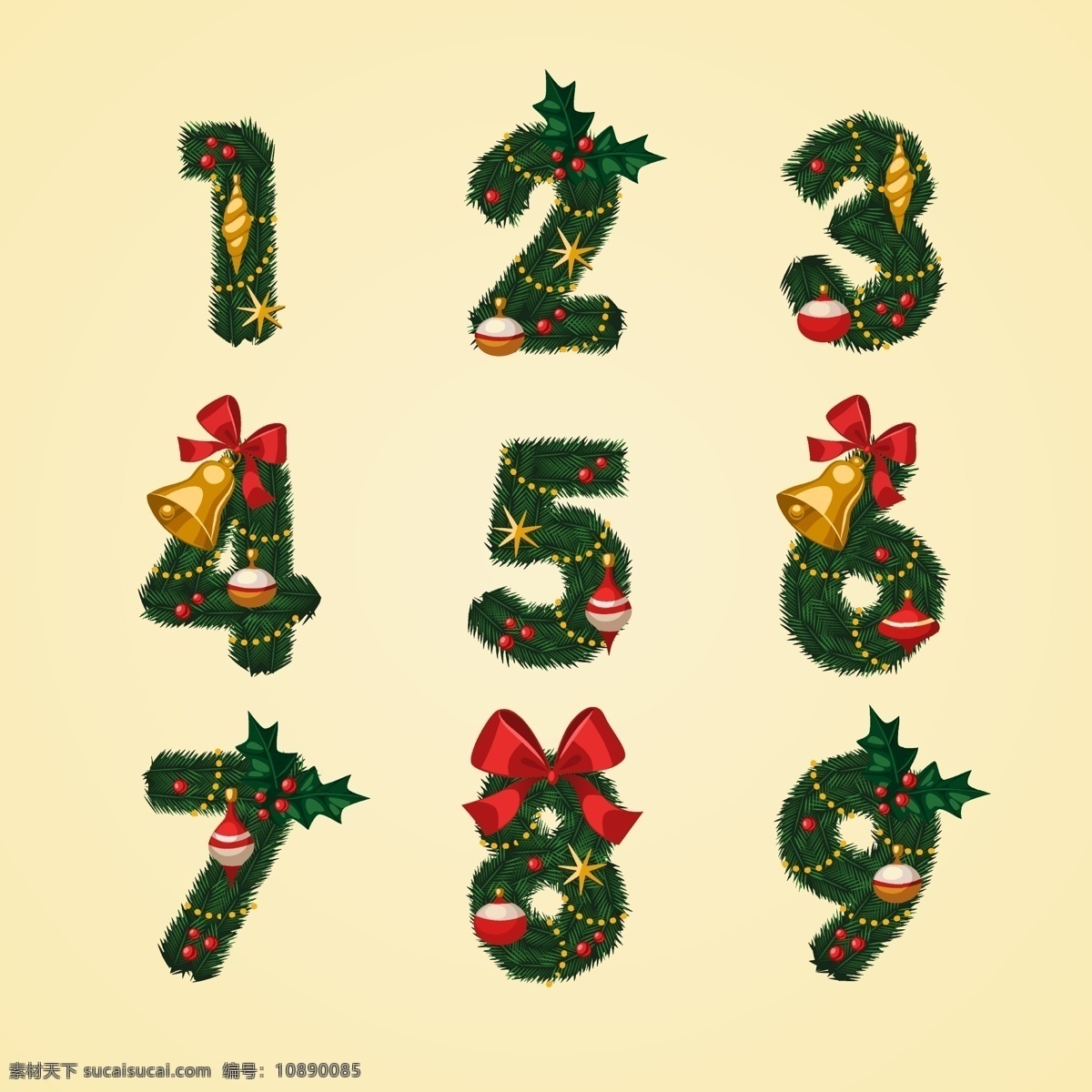 圣诞节 装饰 数字 潮流 创意数字设计 蝴蝶结 节日素材 铃铛 拼音 节日
