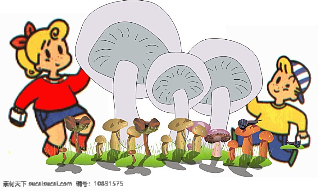 采蘑菇 小姑娘 蘑菇 漫画 可爱 动漫动画 动漫人物 白色