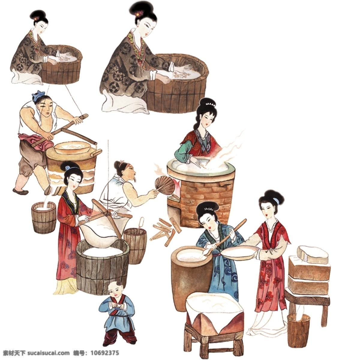 古代人物图片 古代人物 古代 人物 制作工艺 制作豆腐 步骤图 做豆腐 人物素材