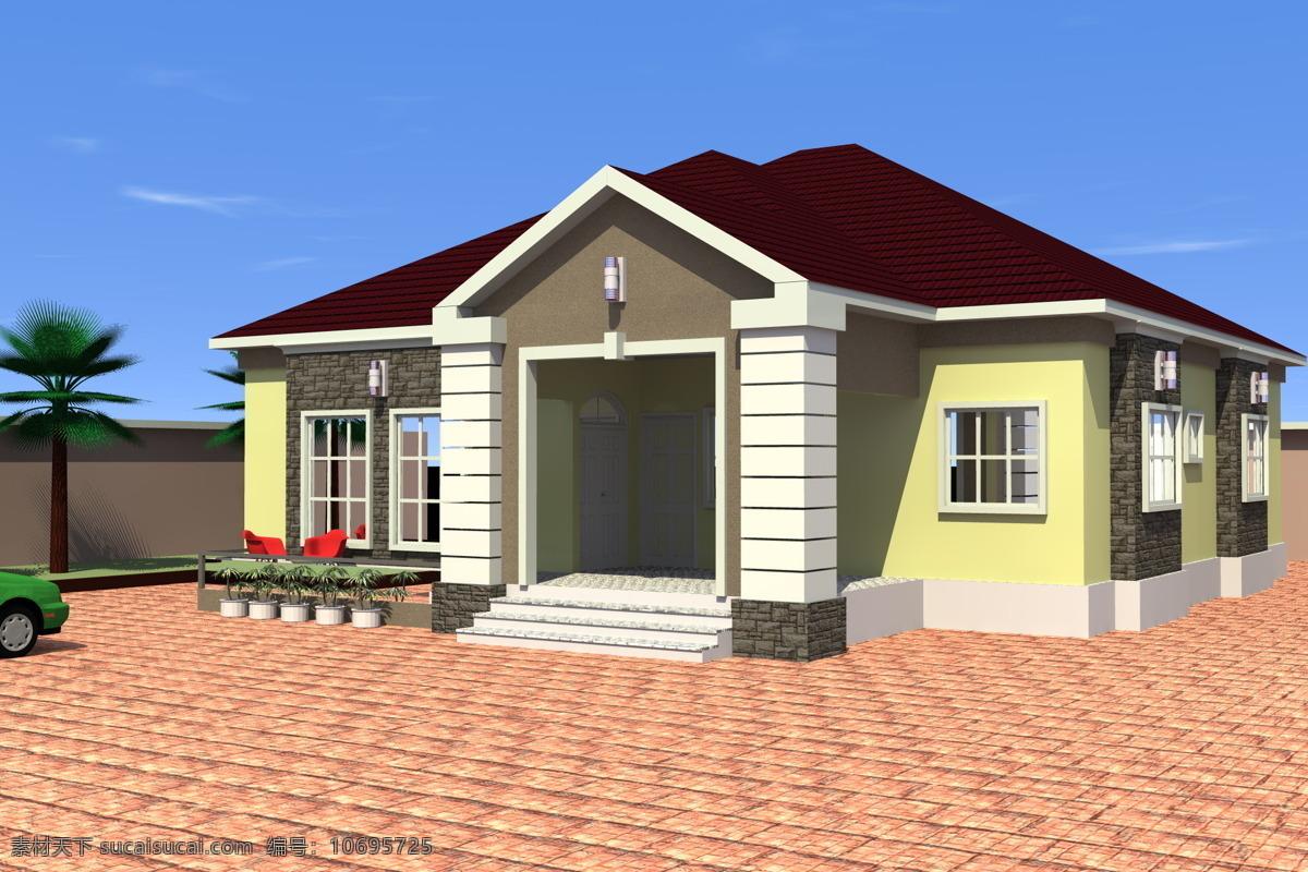 间 卧室 平房 房子 住宅 3d模型素材 建筑模型