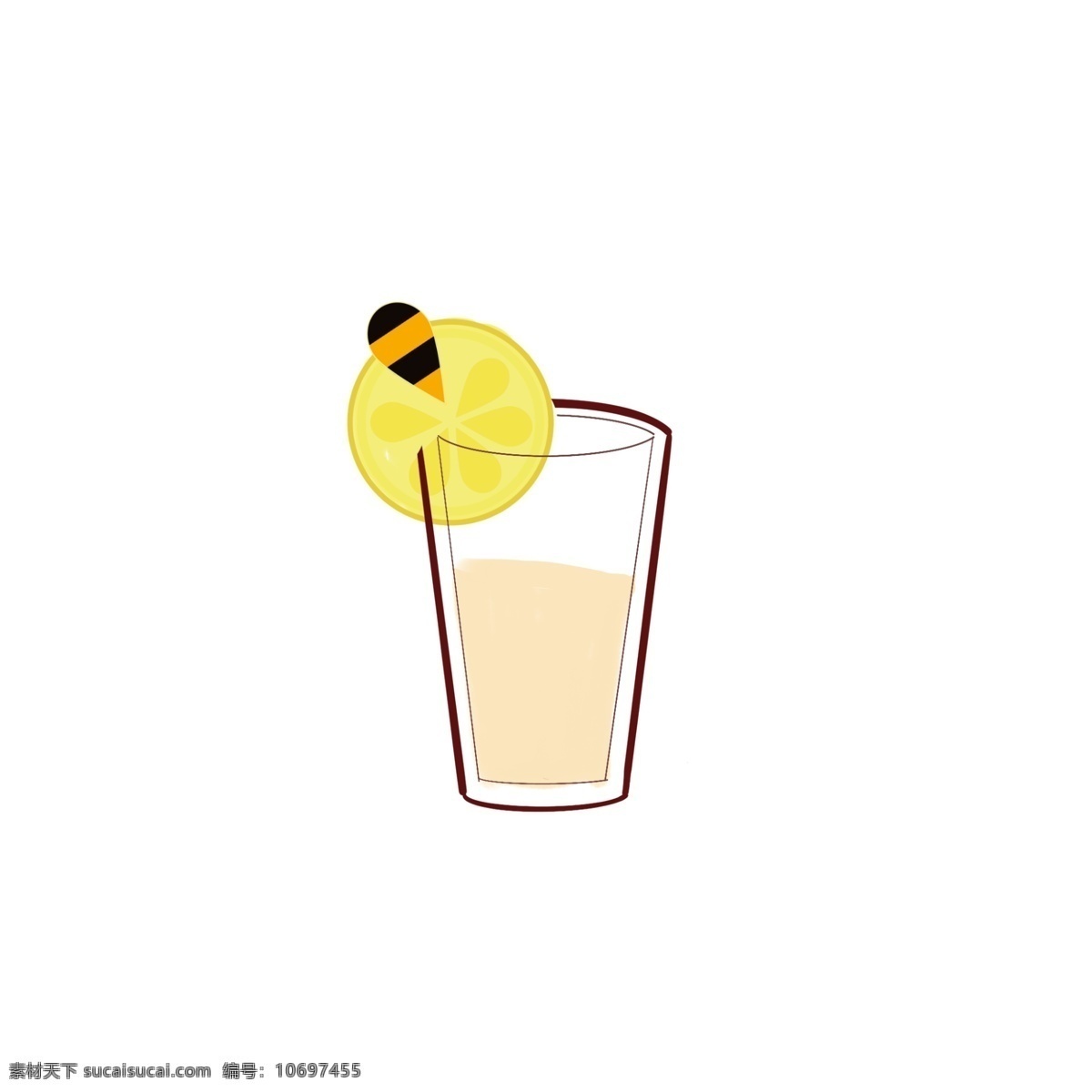 蜂蜜 柠檬 红茶 奶茶店 清新 可爱 饮料 橙色 简约 卡通 奶茶 柠檬茶 装饰