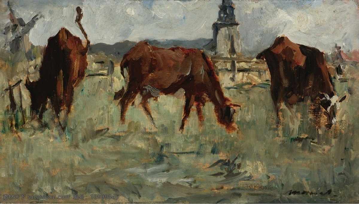 大师 画家 风景画 静物 油画 建筑 装饰画 pasture the at cows manet eduard 人物 高清 西方 国外 现代 家居装饰素材