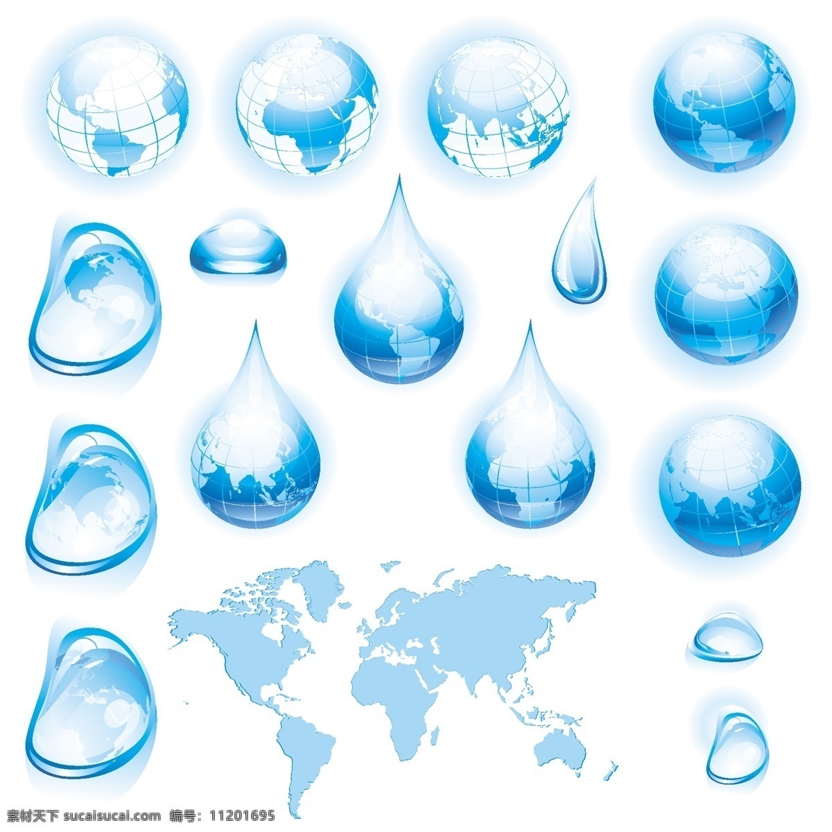 水珠 水滴 地球 矢量图 其他矢量图