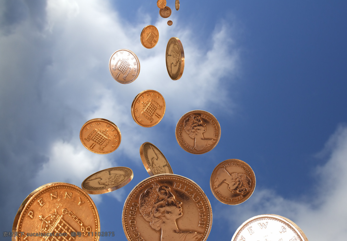 天上 掉 下来 硬币 创意金融 货币 货币符号 金融 美元 商务金融 商业插画