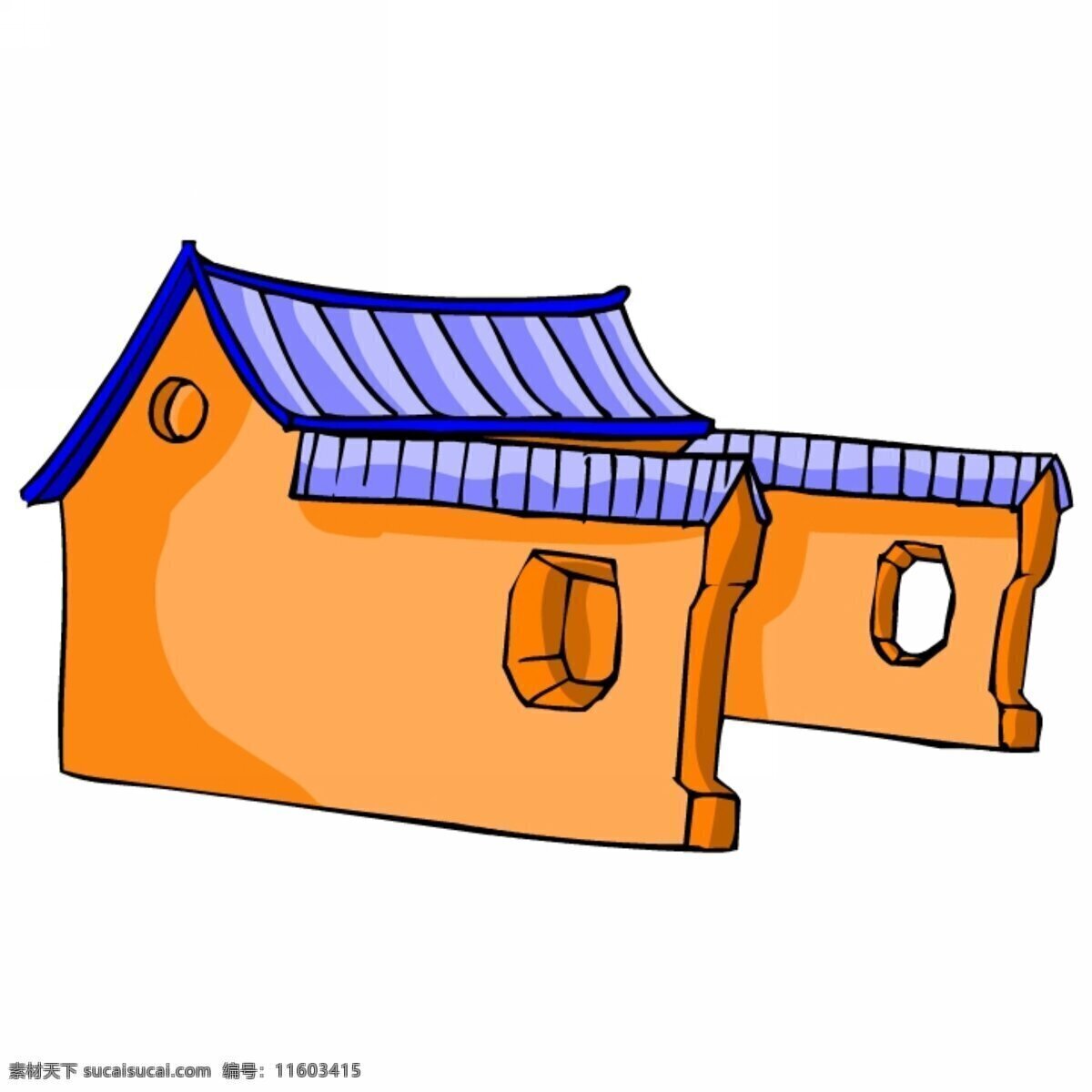中式建筑 中国 中式 古代 古典 围墙 动漫动画