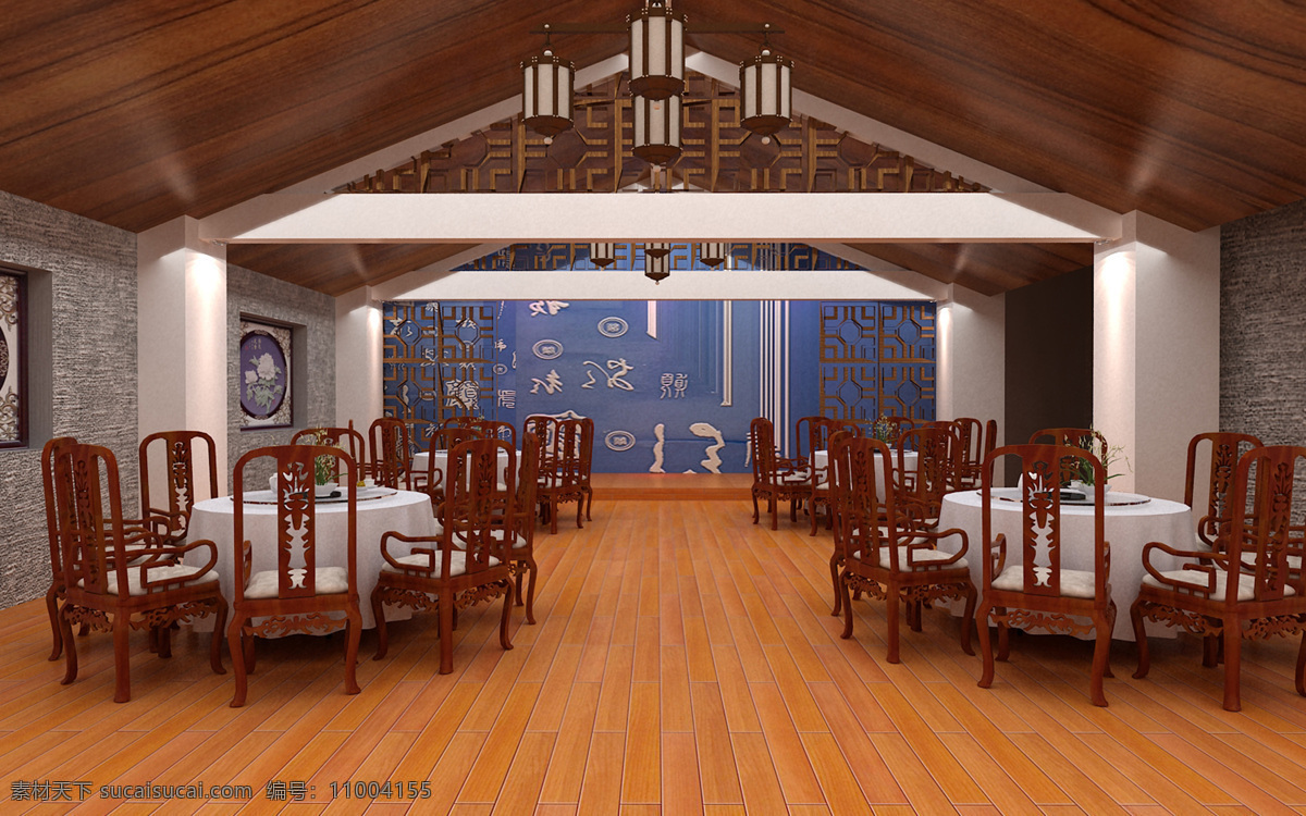 中餐厅 大厅 环境设计 室内设计 真高清 正面图 全局 家居装饰素材