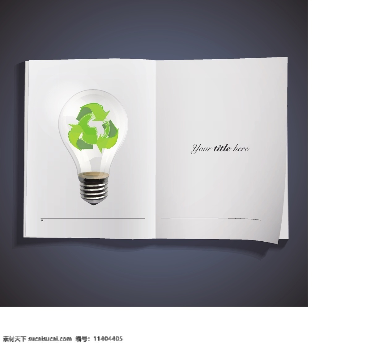 白纸 上 绿色 灯泡 环保 节能 可回收标志 生活百科 矢量素材 白色