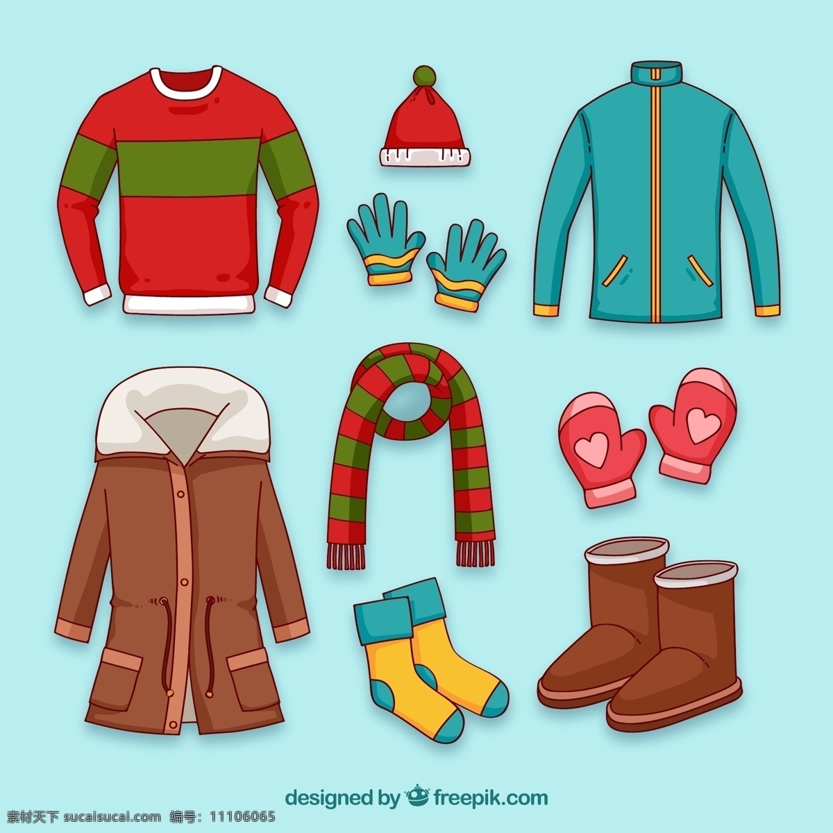彩色 冬季 服装 配饰 毛衣 毛线帽 手套 节日 生活百科 生活用品