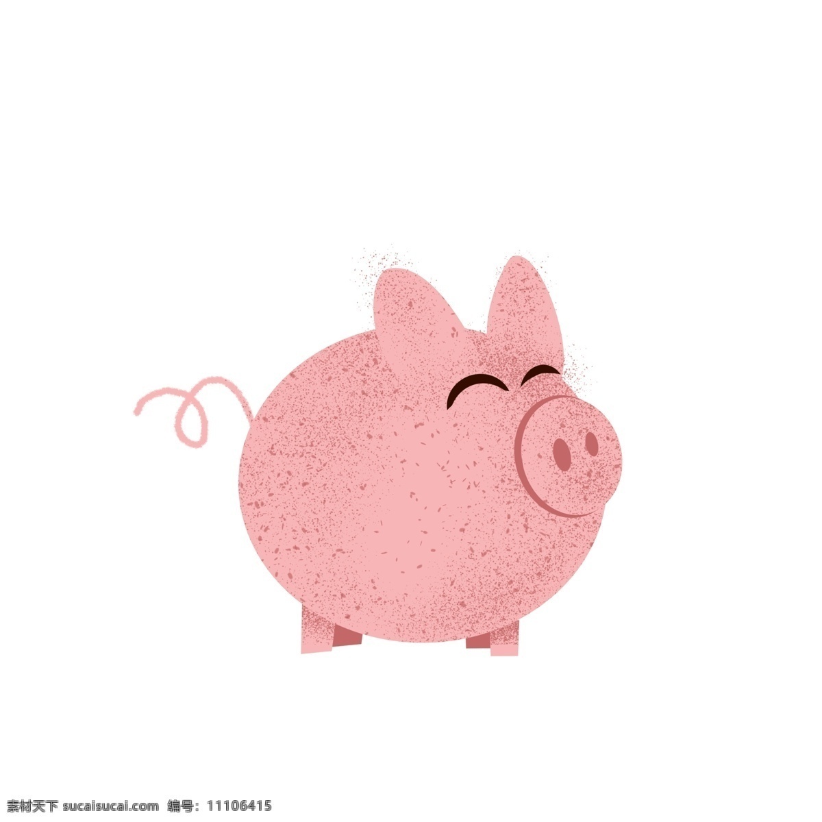 卡通 粉红 小 猪 复古 粉色小猪 猪年 2019年 插画 小猪形象 猪年形象