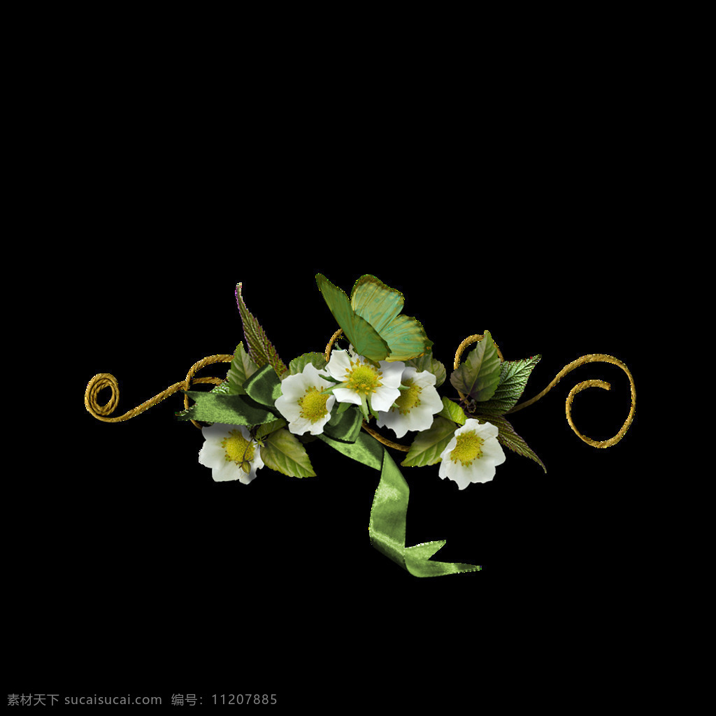 花朵 实物 元素 花朵实物元素 绿叶 边框 装饰