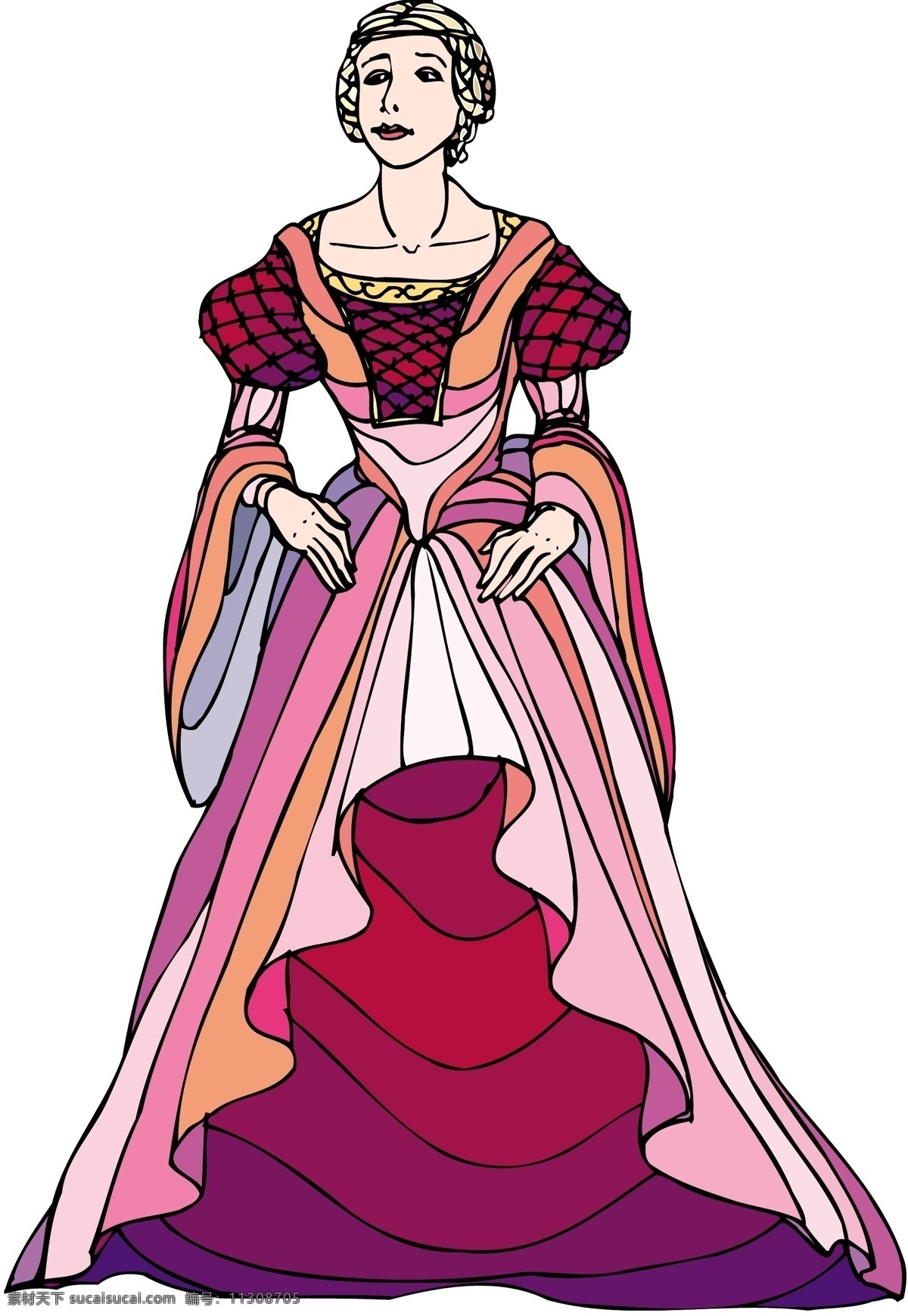 卡通 皇后 女王 公主 国王 卡通人物 王后 矢量图 矢量人物