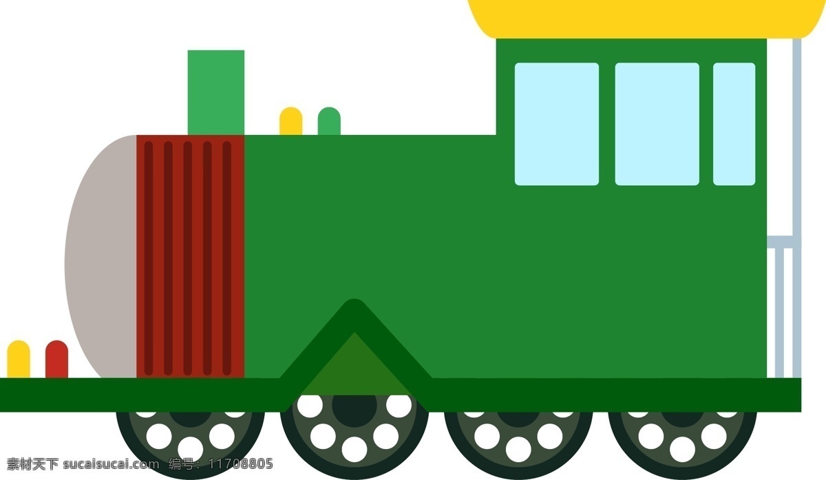 绿色 蒸汽 火车头 插画 交通工具 运输火车 轨道 铁轨 车 蒸汽火车头 绿色火车 运煤火车