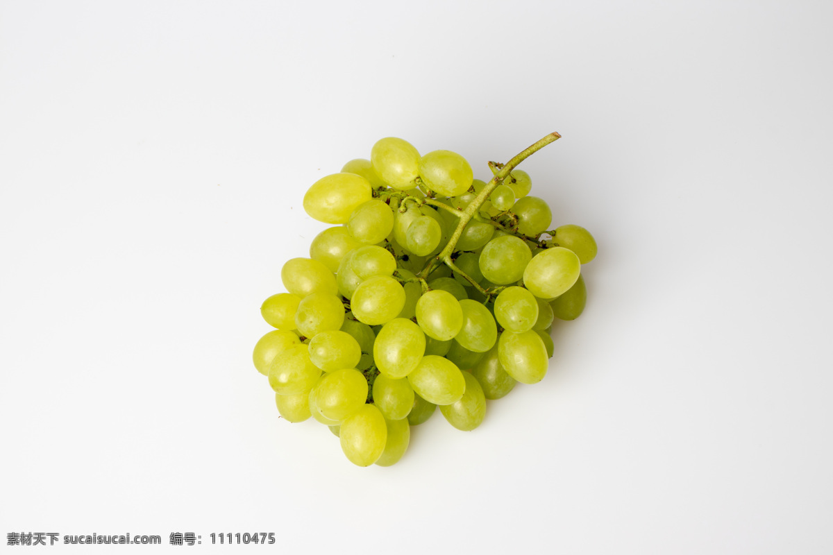 绿色 葡萄 提子 白底 元素 水果 果实 俯拍