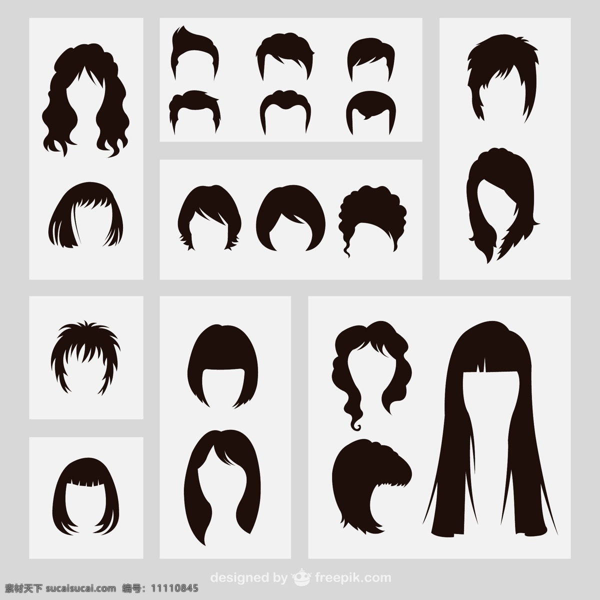 发型轮廓 美发 美容 女人 剪影 女性 头发 轮廓 理发 发型 图标 高清 源文件