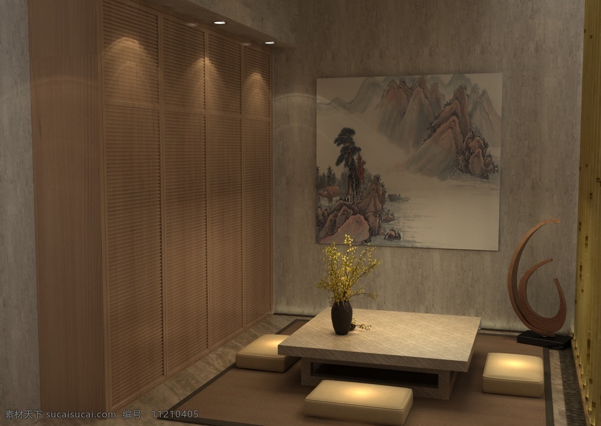 茶室日式 日式 室内设计 高档设计 休闲 3d设计 室内模型
