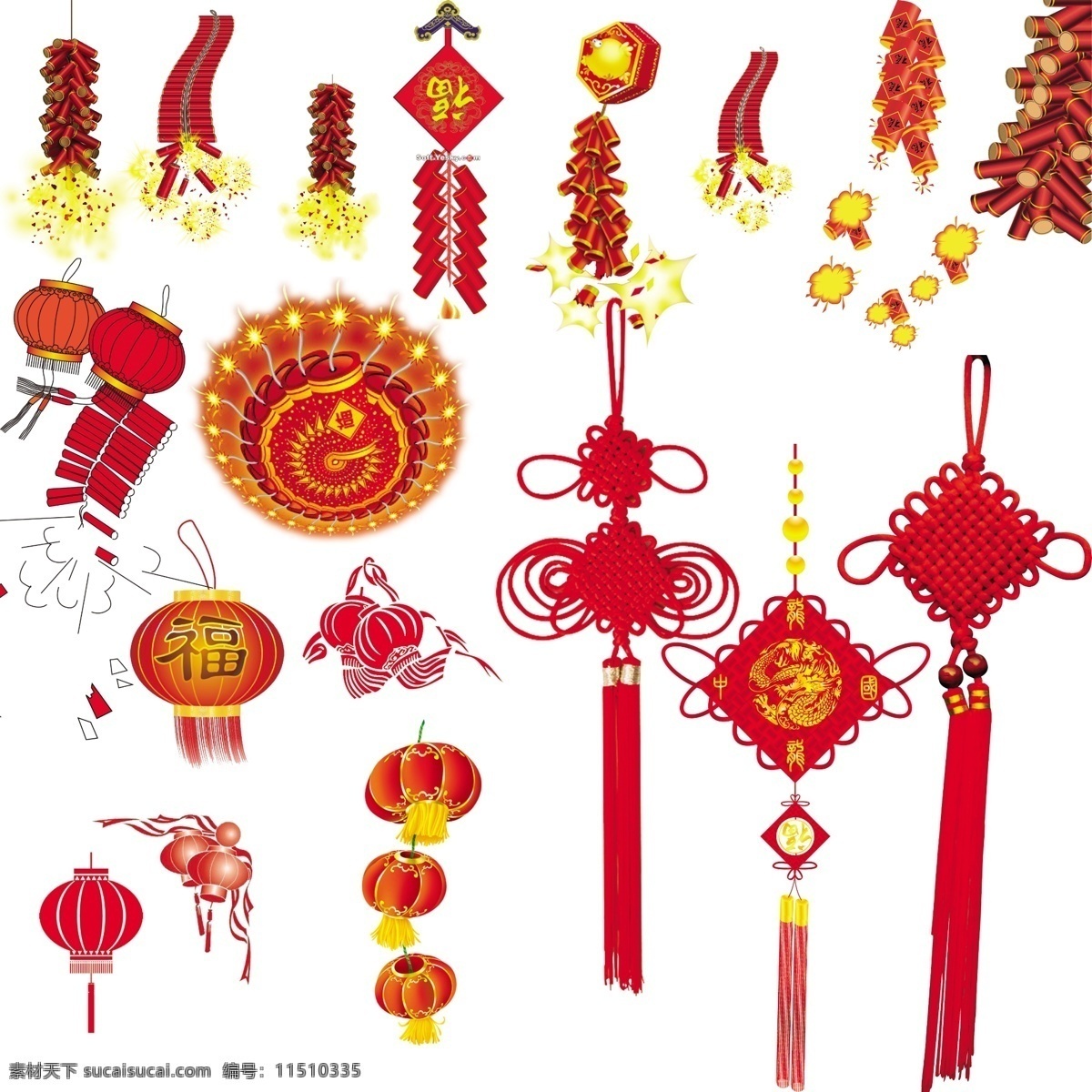 灯笼 鞭炮 中国结 节日素材 其他节日